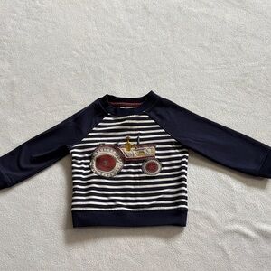 Striped Navy Kids Sweatshirt with Tractor Applique